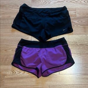 Nike Black and Purple Athletic Shorts Lightweight Design